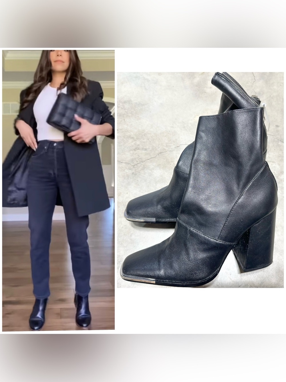 Steve Madden Black soft  Leather Block Heel Ankle Boots-11